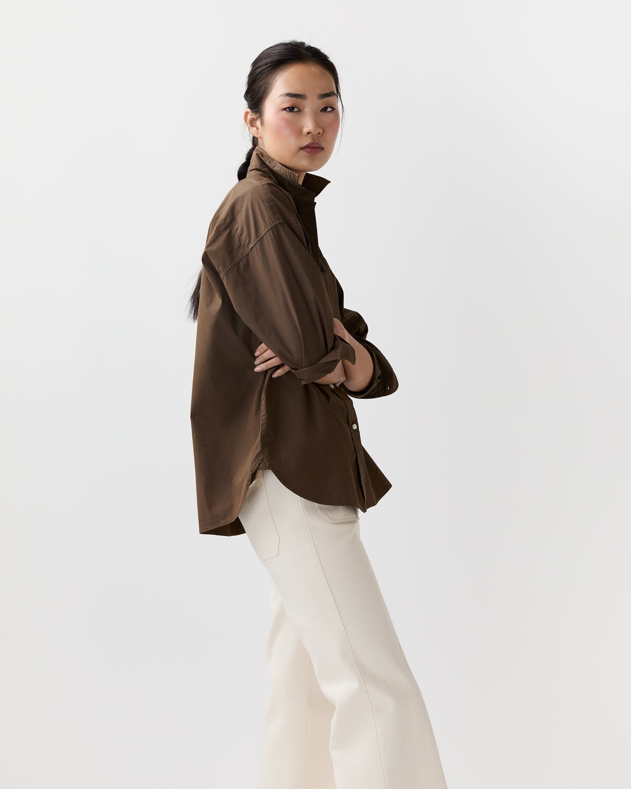 Weekender Shirt in Brown Cotton/Nylon Poplin