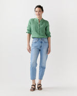 Load image into Gallery viewer, Mandarin Hattie Shirt in Grass Sahara Linen
