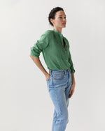 Load image into Gallery viewer, Mandarin Hattie Shirt in Grass Sahara Linen
