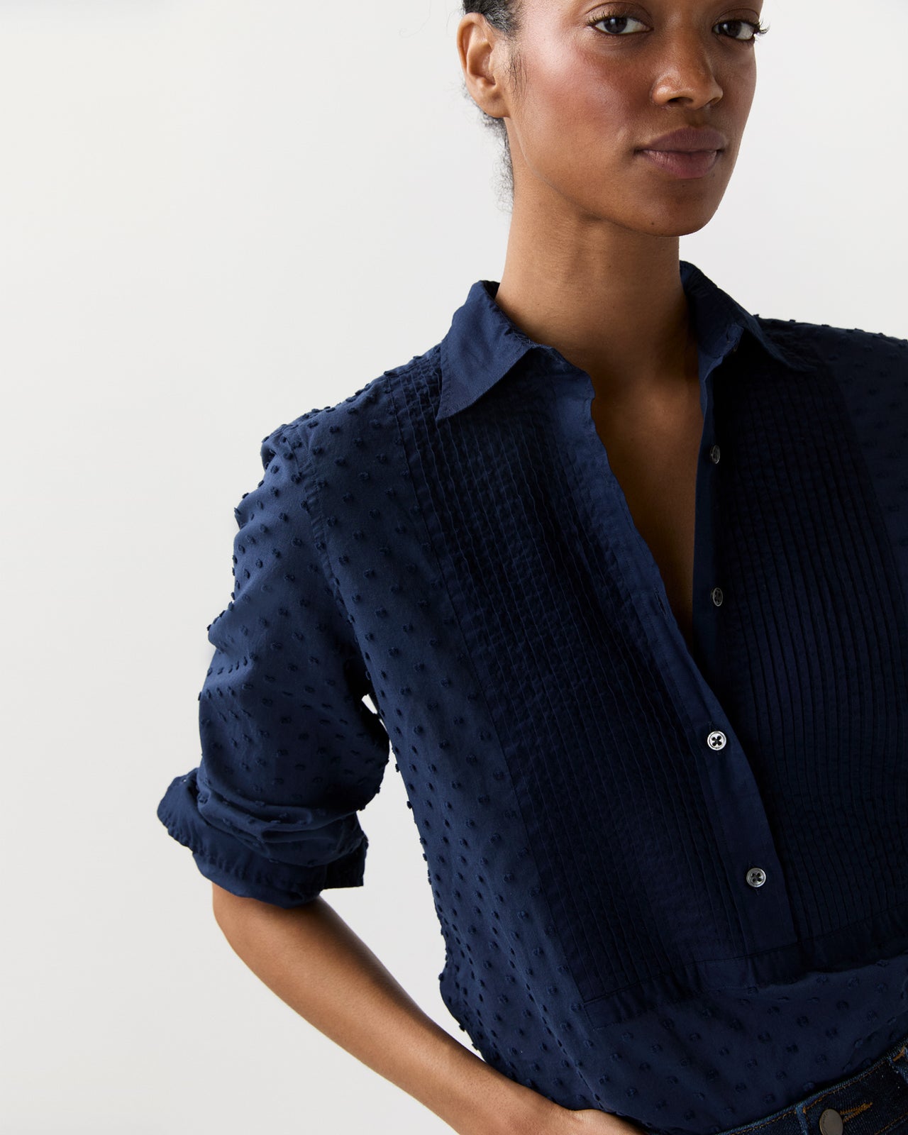 Lettie Shirt in Navy Swiss Dot