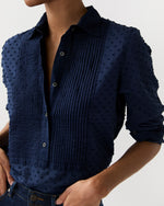 Load image into Gallery viewer, Lettie Shirt in Navy Swiss Dot
