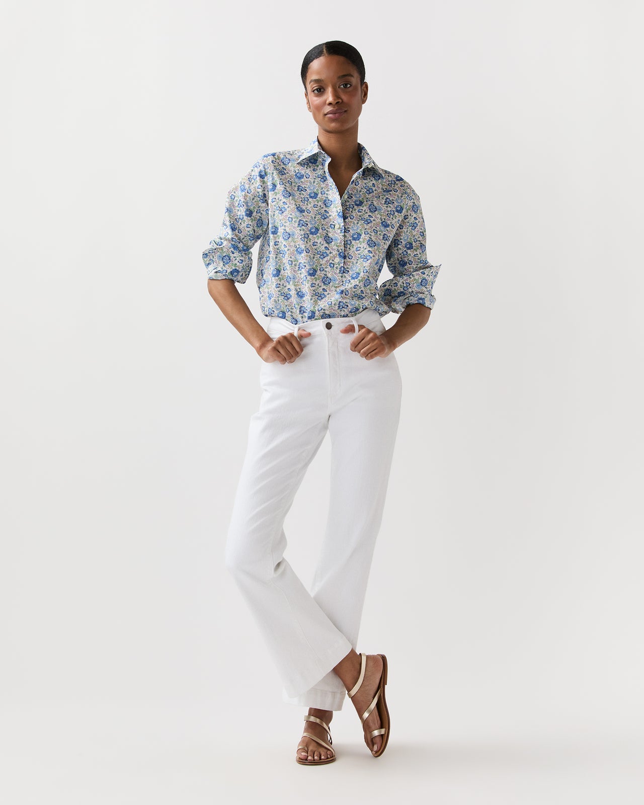Tomboy Popover Shirt in Blue/Multi Felicite Liberty Fabric