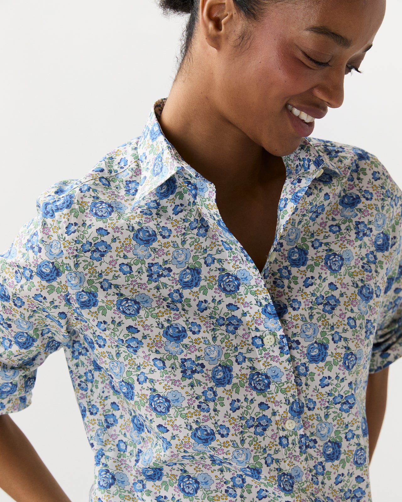 Tomboy Popover Shirt in Blue/Multi Felicite Liberty Fabric