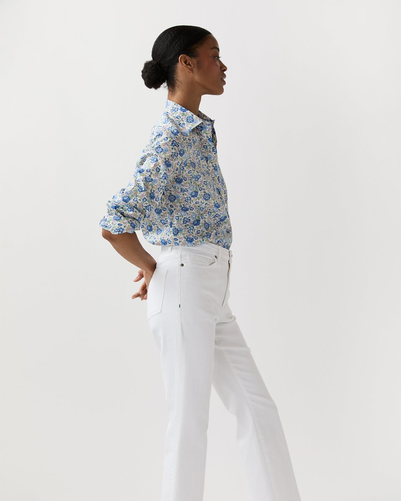 Tomboy Popover Shirt in Blue/Multi Felicite Liberty Fabric
