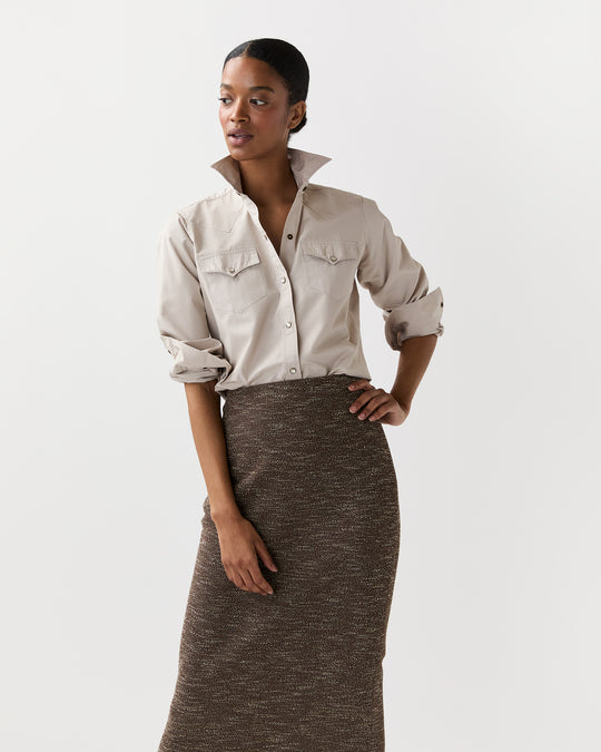 Western Shirt in Sand Poplin