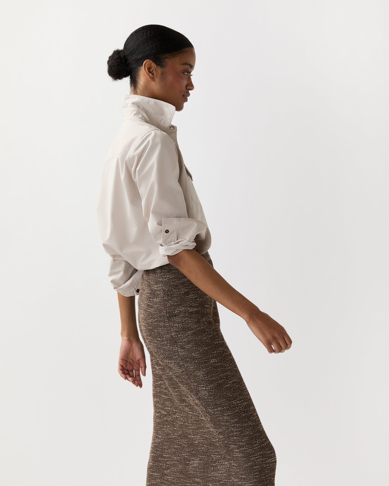 Western Shirt in Sand Poplin