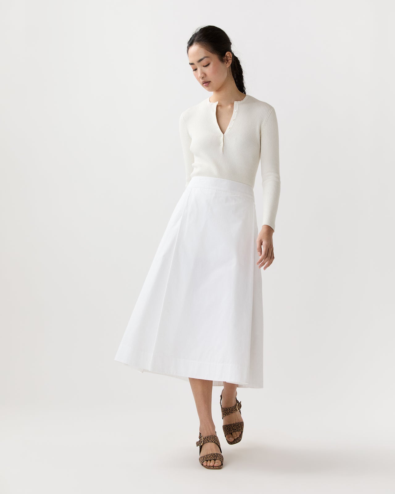 Sophia Skirt in White Poplin
