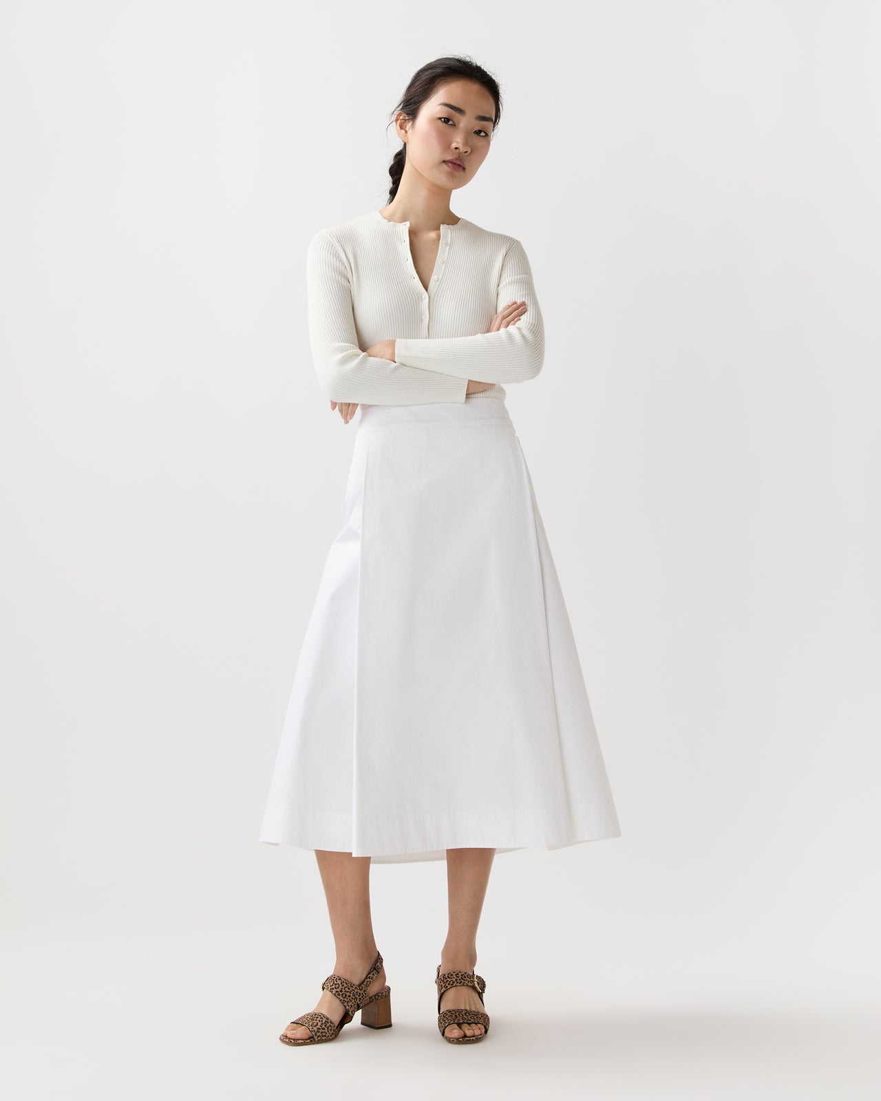 Sophia Skirt in White Poplin