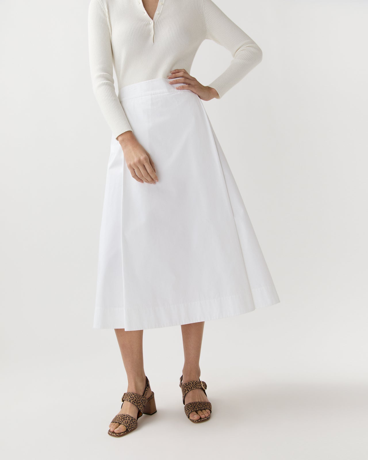 Sophia Skirt in White Poplin