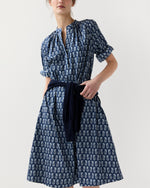Load image into Gallery viewer, Sienna Dress in Marine French Country Floral Poplin
