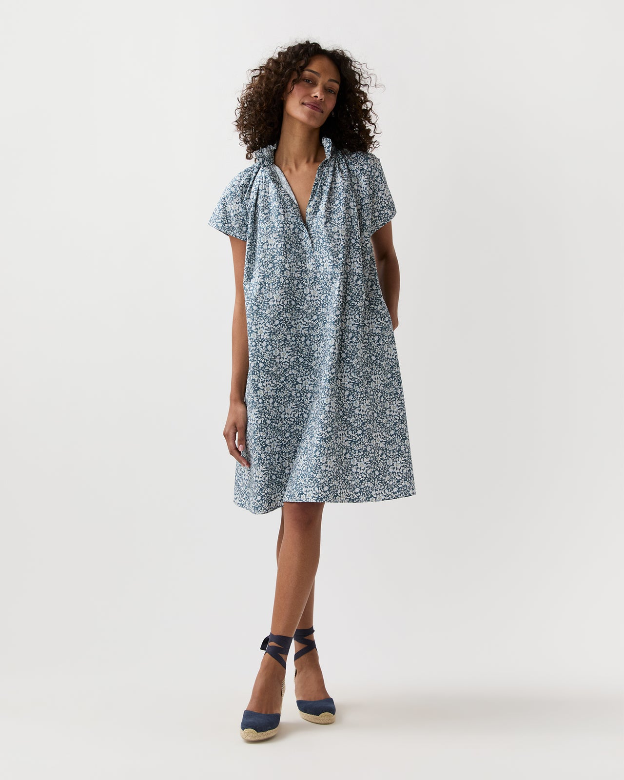 Atelier Volume Kami Dress in Blue Lizzy Liberty Fabric