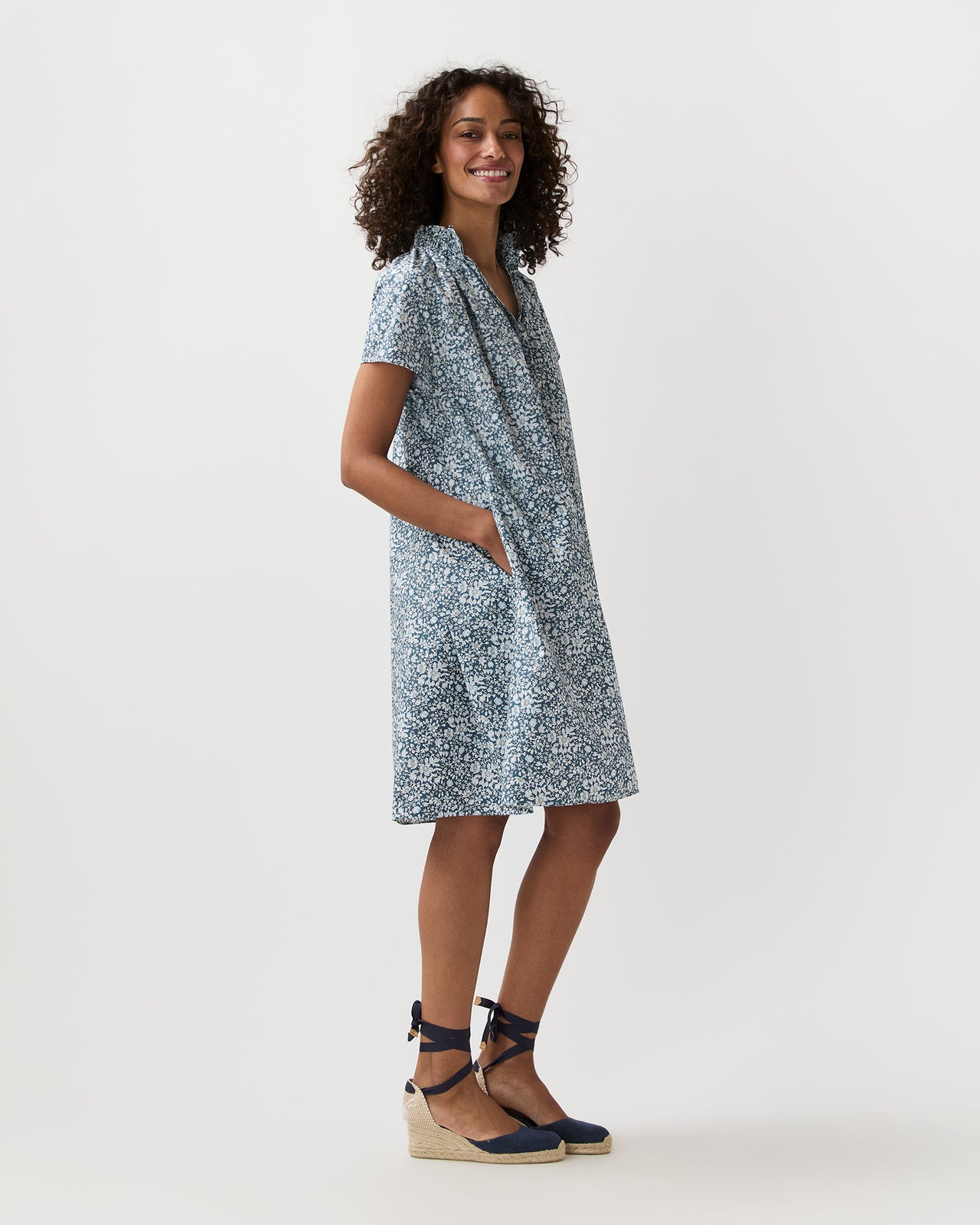 Atelier Volume Kami Dress in Blue Lizzy Liberty Fabric