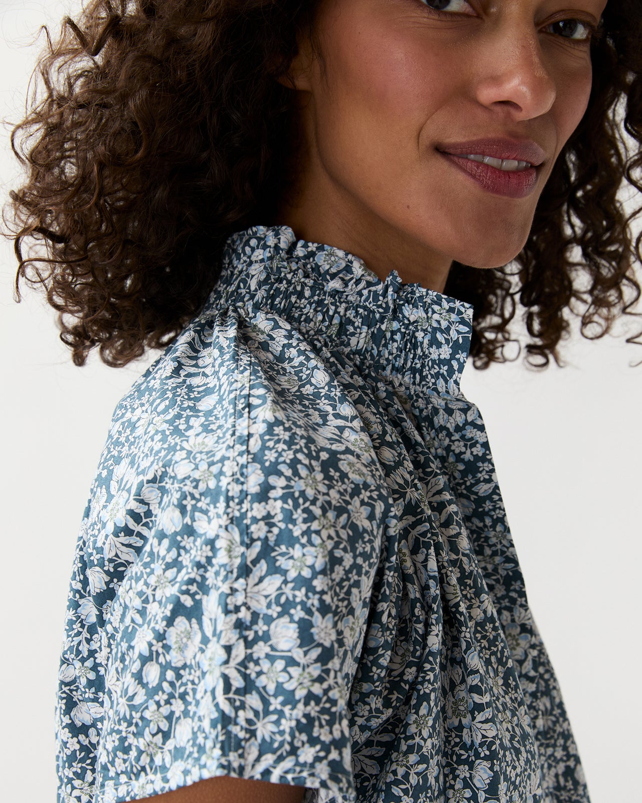 Atelier Volume Kami Dress in Blue Lizzy Liberty Fabric