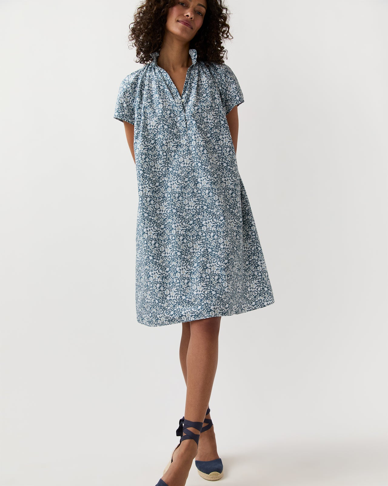 Atelier Volume Kami Dress in Blue Lizzy Liberty Fabric