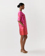Load image into Gallery viewer, Short Paige Dress in Pink/Red Floral Printed Mikado
