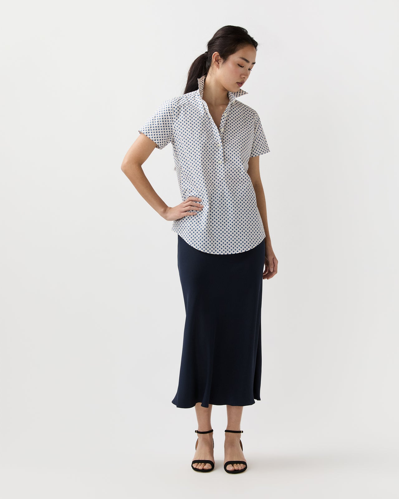 Scout Shirt in Ivory/Blue Bonis Provençal Printed Poplin