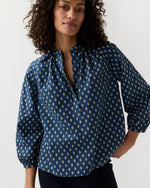Load image into Gallery viewer, Sienna Top in Navy/Ivory Mazan Provençal Printed Poplin
