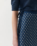 Load image into Gallery viewer, Quilted Adley Wrap Skirt in Navy/Ivory Mixed Provençal Printed Poplin
