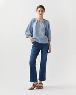 Load image into Gallery viewer, Victoria Blouse in Provence Blue Sahara Linen
