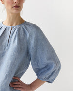 Load image into Gallery viewer, Victoria Blouse in Provence Blue Sahara Linen
