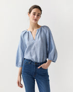 Load image into Gallery viewer, Victoria Blouse in Provence Blue Sahara Linen
