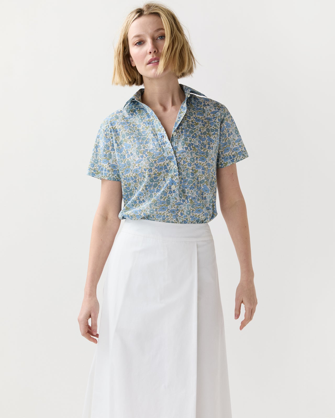 Scout Shirt in Blue/Multi Poppy And Daisy Liberty Fabric