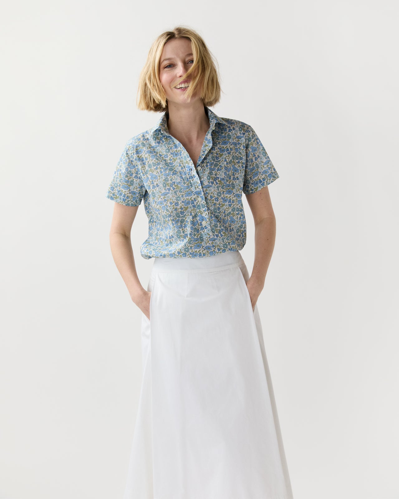 Scout Shirt in Blue/Multi Poppy And Daisy Liberty Fabric
