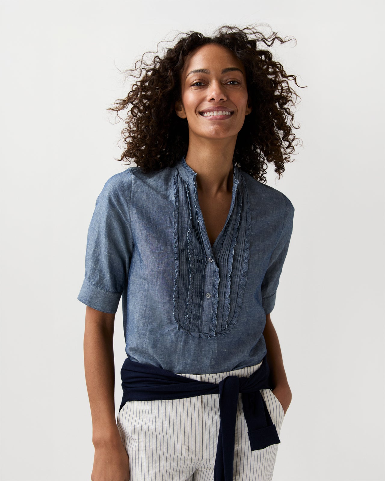 Madison Shirt in Light Wash Cotolino Chambray
