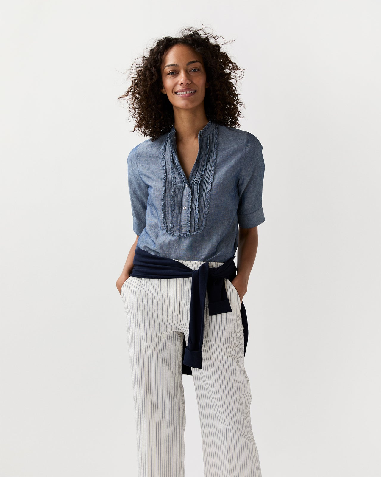 Madison Shirt in Light Wash Cotolino Chambray