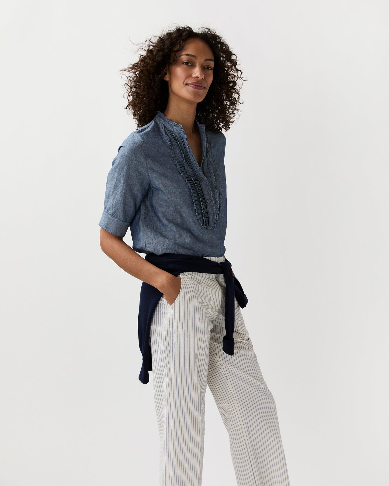 Madison Shirt in Light Wash Cotolino Chambray