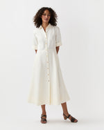 Load image into Gallery viewer, Emery Shirtwaist Dress in Ivory Stretch Linen Twill
