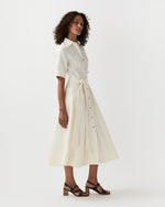 Load image into Gallery viewer, Emery Shirtwaist Dress in Ivory Stretch Linen Twill
