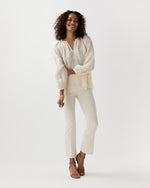 Load image into Gallery viewer, Ariana Blouse in Ivory Embroidered Crinkled Gauze
