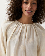 Load image into Gallery viewer, Ariana Blouse in Ivory Embroidered Crinkled Gauze
