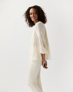 Load image into Gallery viewer, Ariana Blouse in Ivory Embroidered Crinkled Gauze
