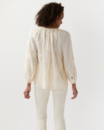 Load image into Gallery viewer, Ariana Blouse in Ivory Embroidered Crinkled Gauze

