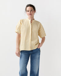 Perry Shirt in Gold/Ivory Balanced Stripe