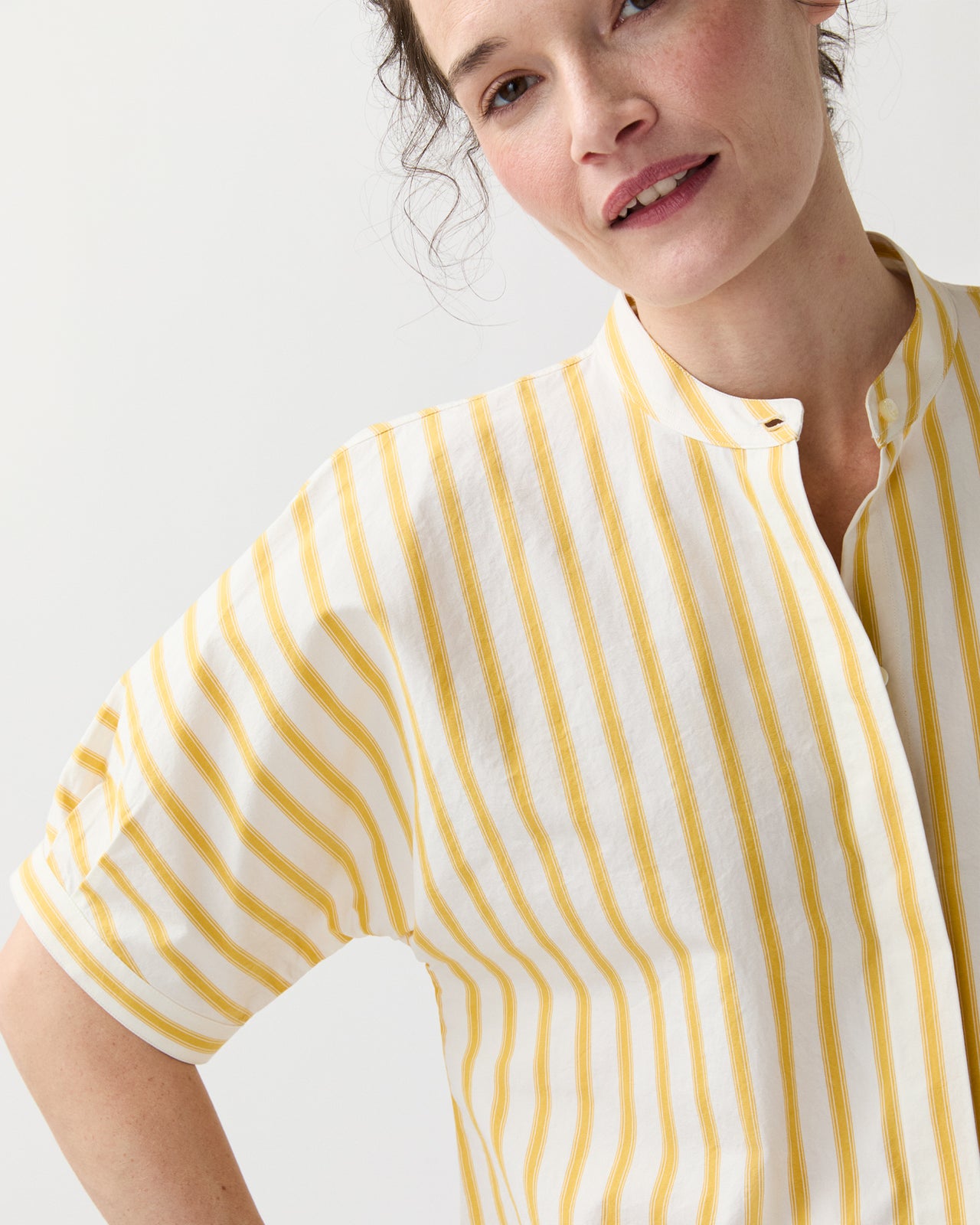 Perry Shirt in Gold/Ivory Balanced Stripe