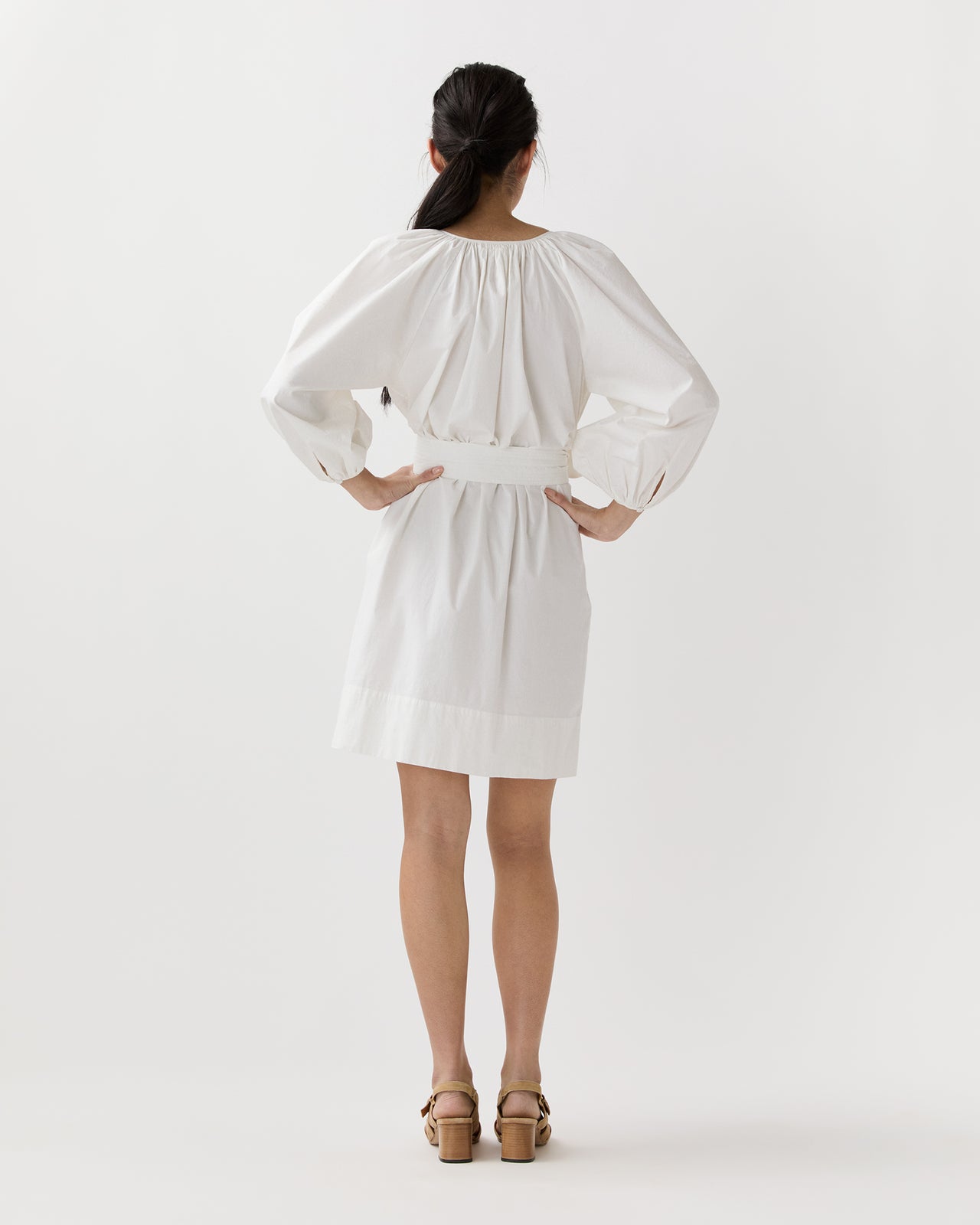 Genevieve Dress in Off-White Paperweight Stretch Poplin