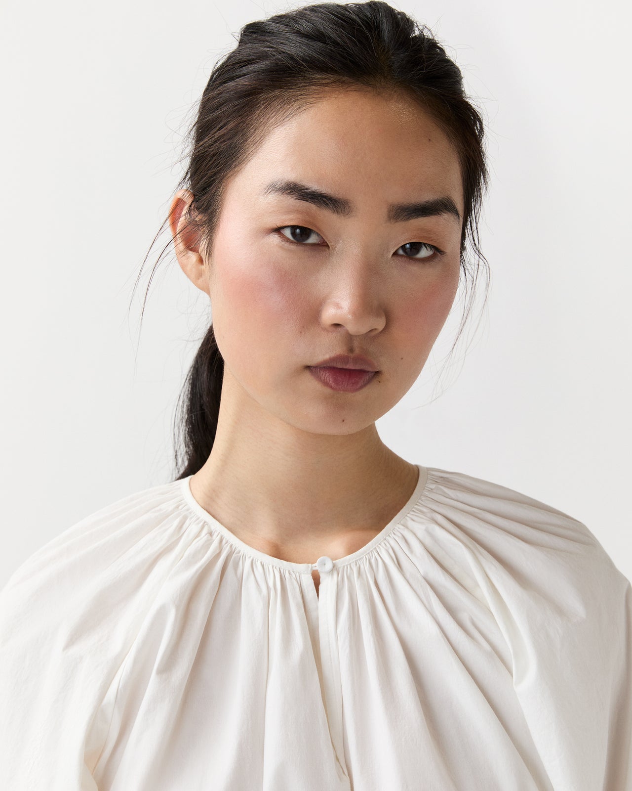 Genevieve Dress in Off-White Paperweight Stretch Poplin