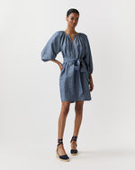 Load image into Gallery viewer, Genevieve Dress in Extra Light Washed Cotolino Chambray
