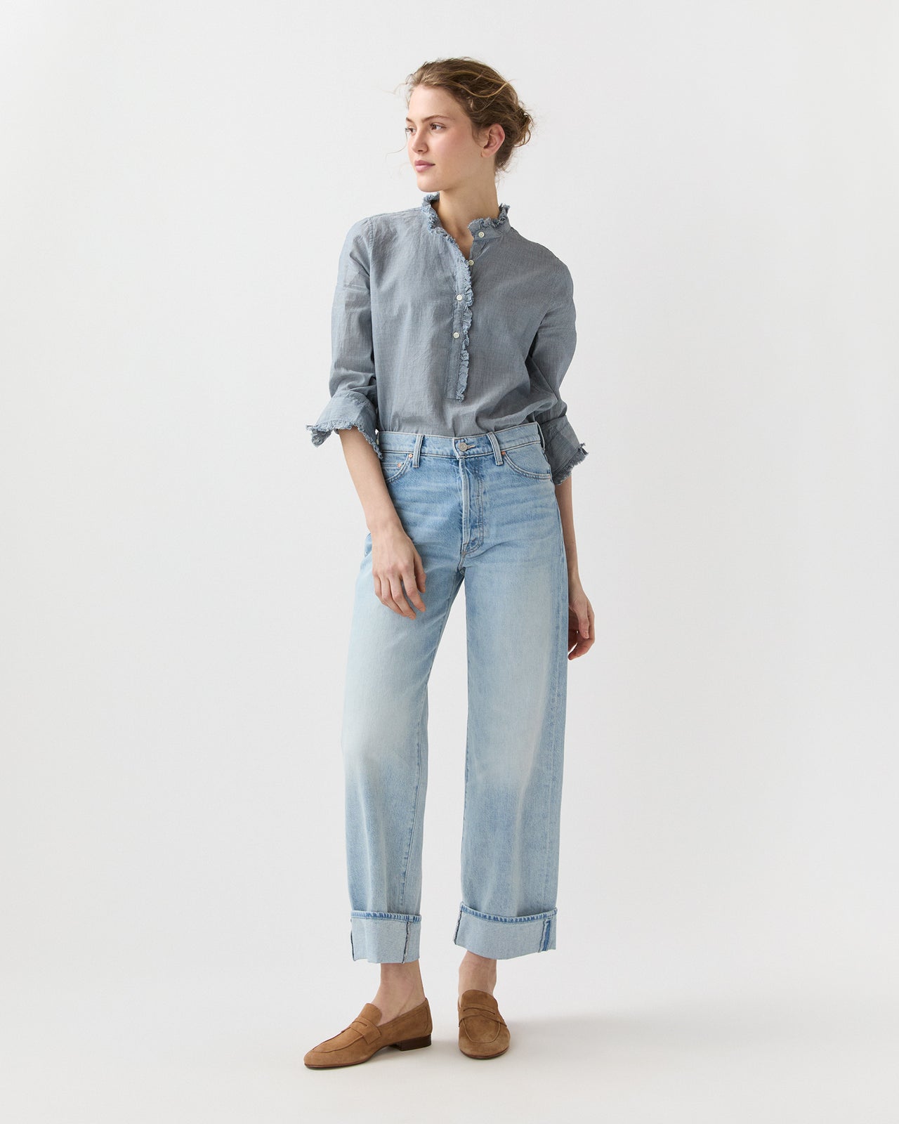 The Dodger Button Hover Cuff Jean in I Could Care Less