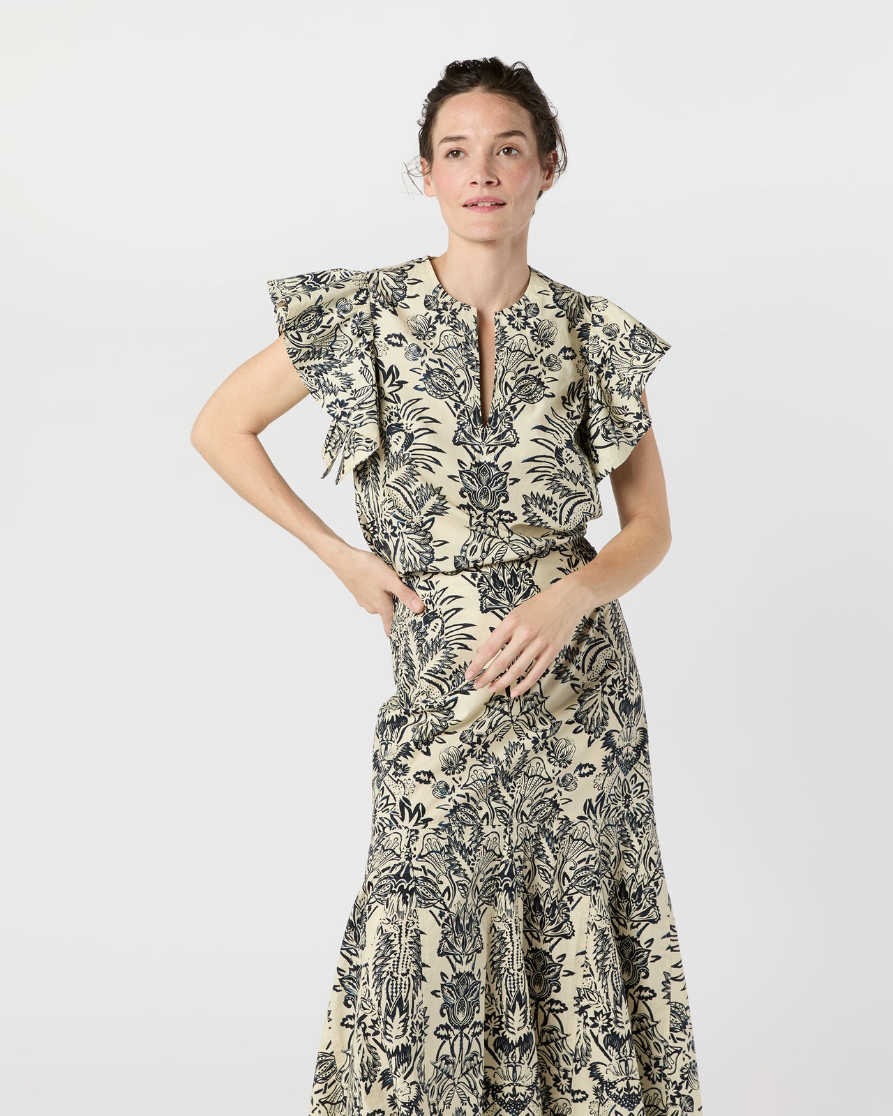Severine Top in Ivory Floral