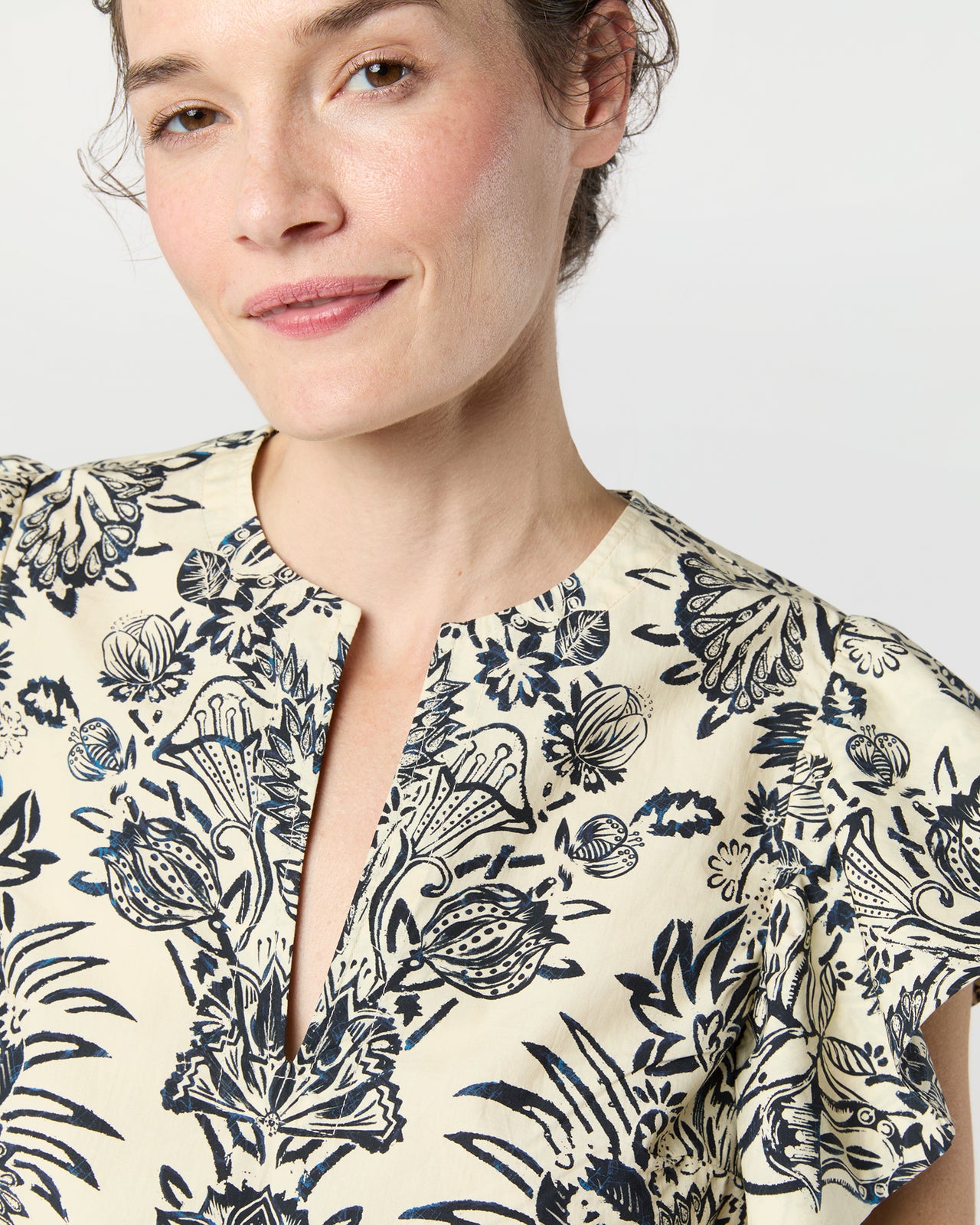 Severine Top in Ivory Floral