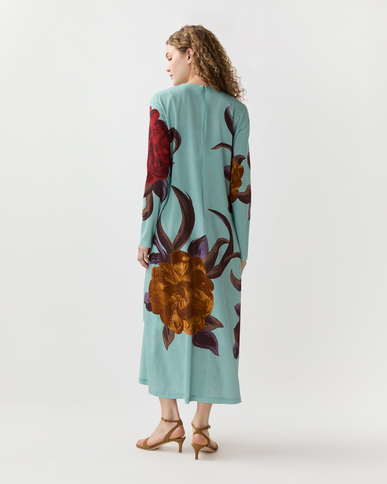 Long Sleeve Swing Dress in Peony