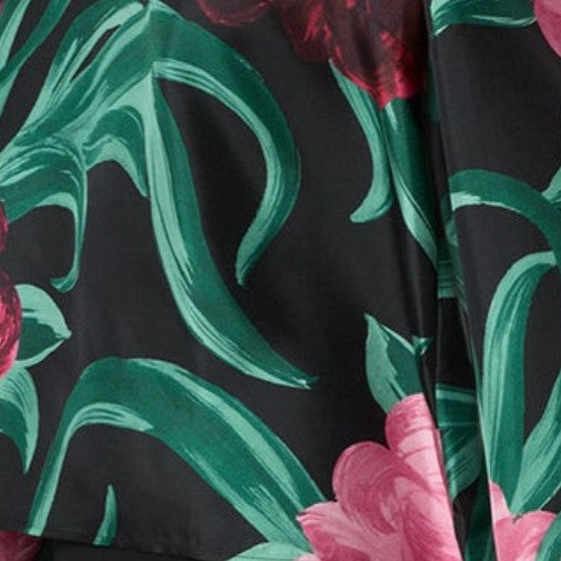 Black Peony Silk Twill