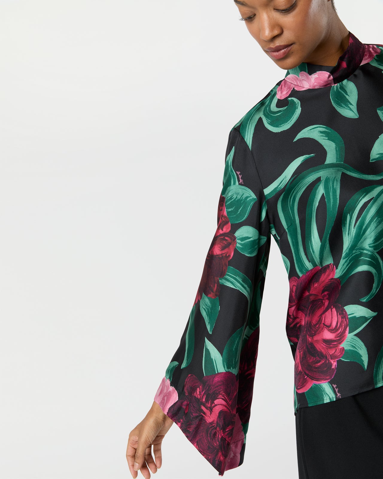Make An Exit Top in Black Peony Silk Twill