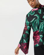 Load image into Gallery viewer, Make An Exit Top in Black Peony Silk Twill
