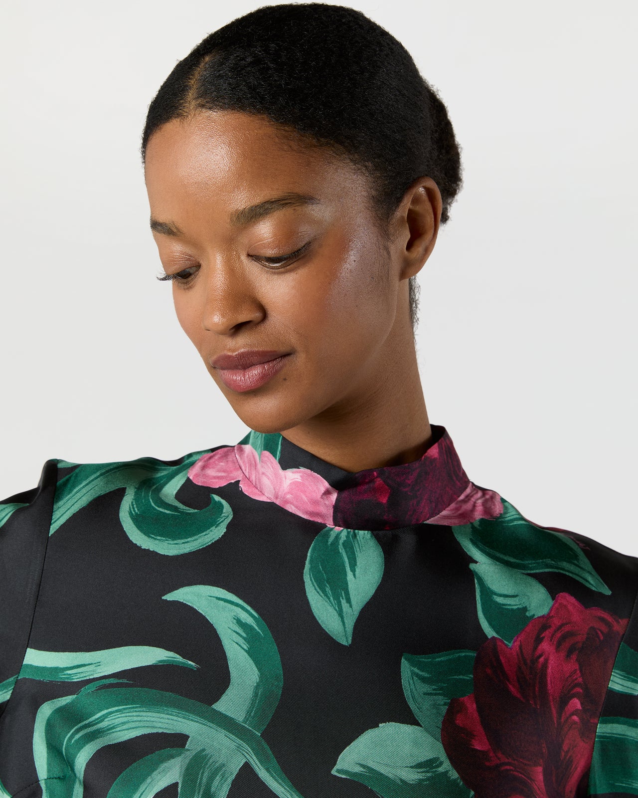 Make An Exit Top in Black Peony Silk Twill