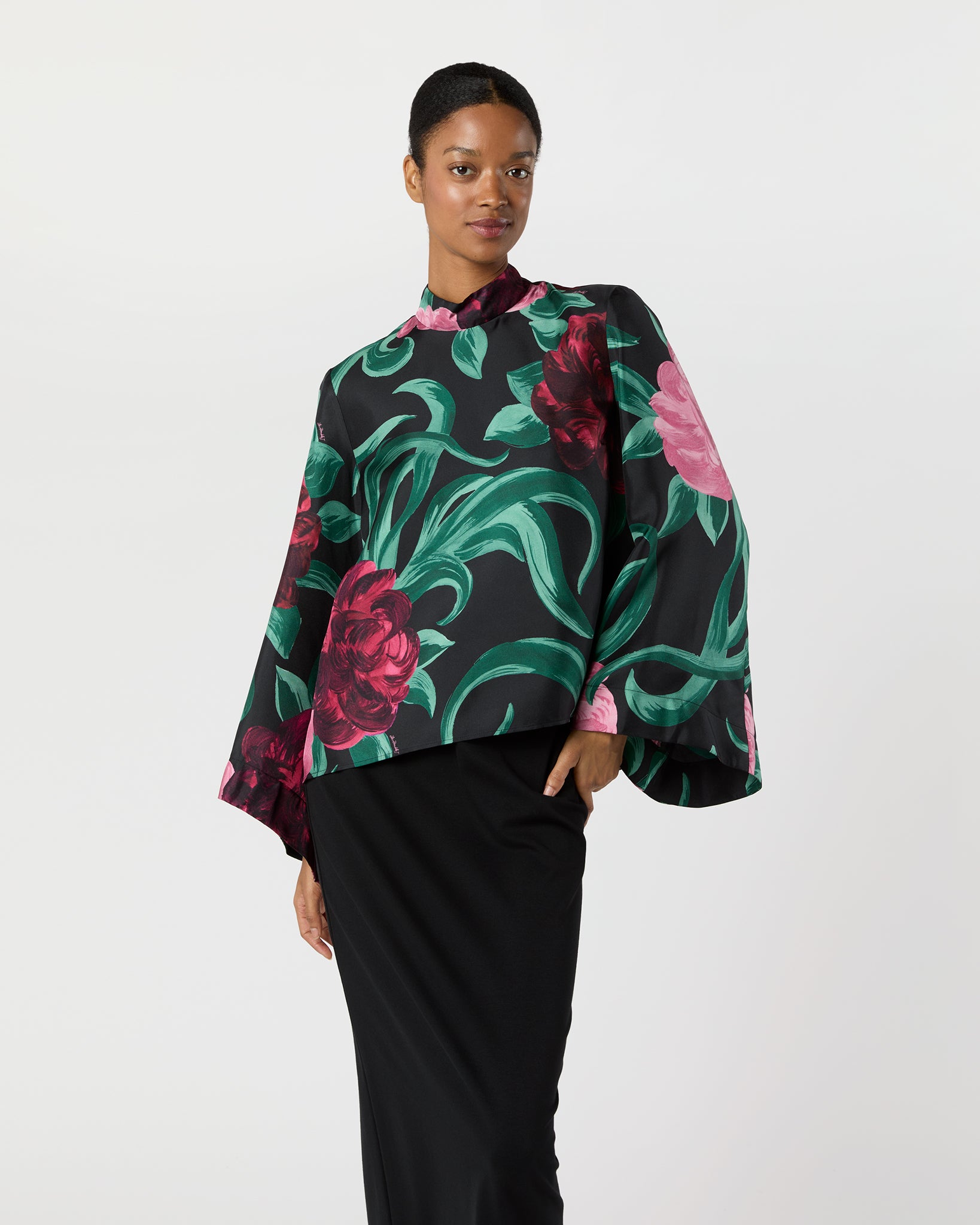 Make An Exit Top in Black Peony Silk Twill | Shop Ann Mashburn